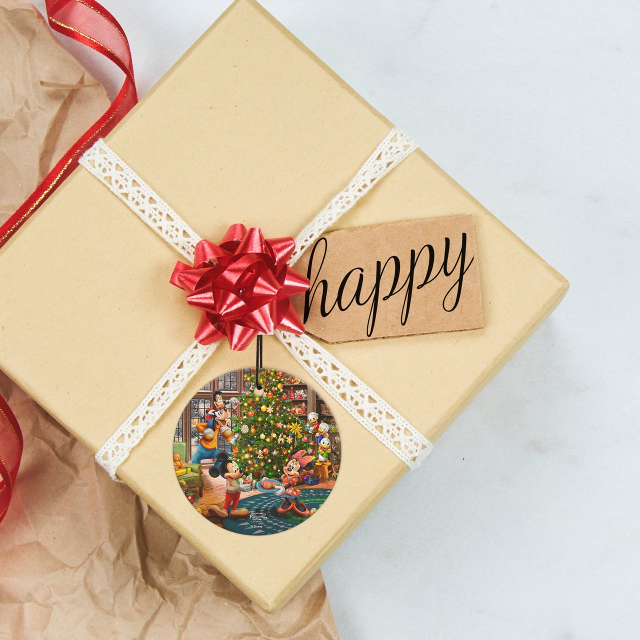 Disney (Mickey and Minnie Trimming the Tree) StarFire Prints™ Hanging Glass Print SPCIR1322